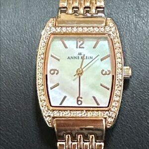 Anne Klein Rose Gold-Tone Mother Of Pearl Link Watch
